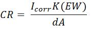Electrochemistry equations: Corrosion Rate